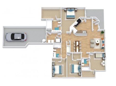 A floor plan of a house with a garage.